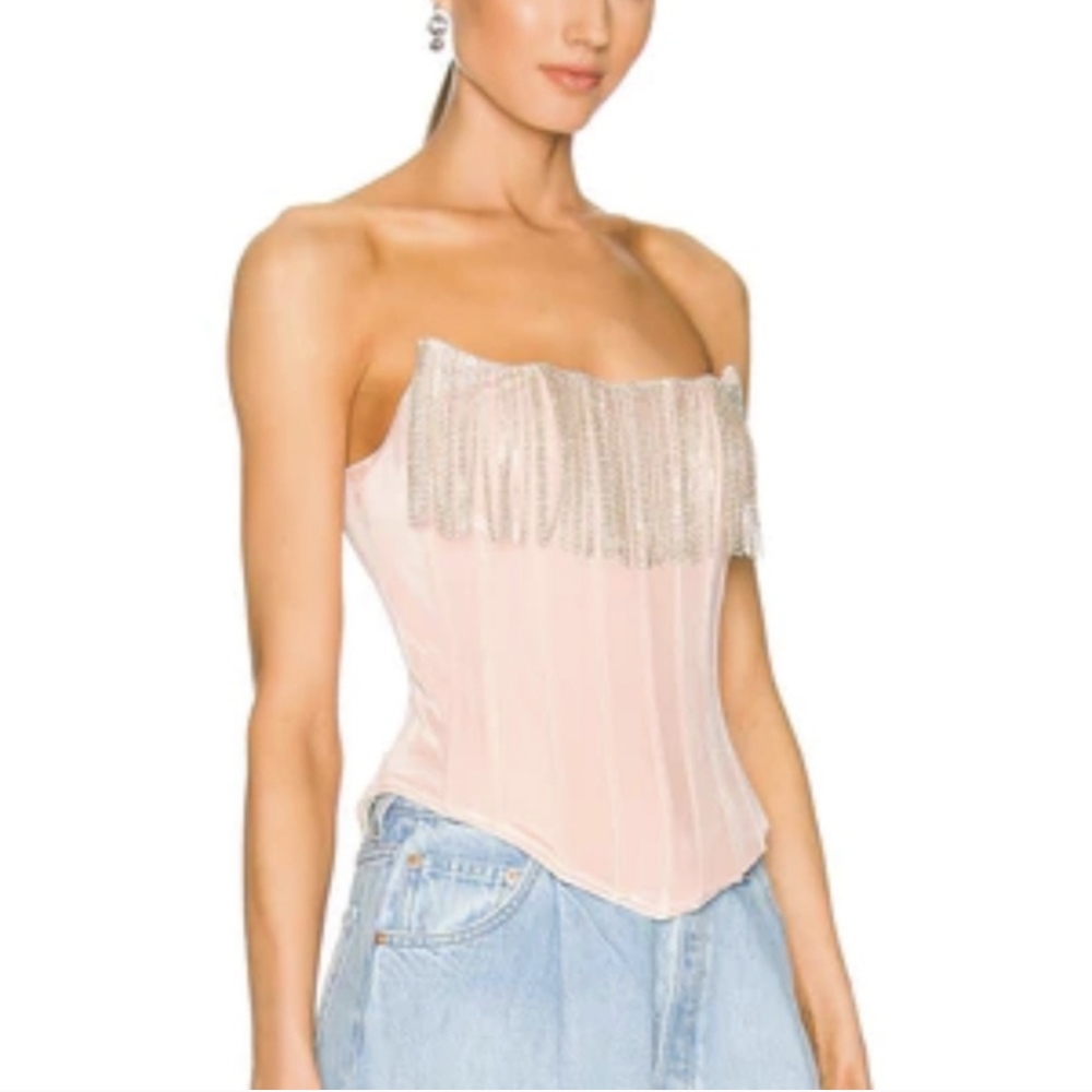 LPA Maddalena Strapless Corset Bustier in Blush Pink